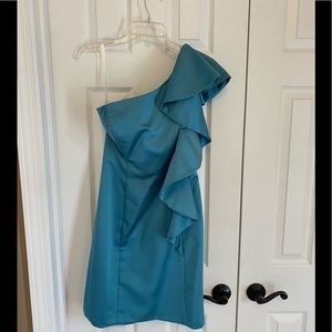 One Shoulder Sea Green Dress